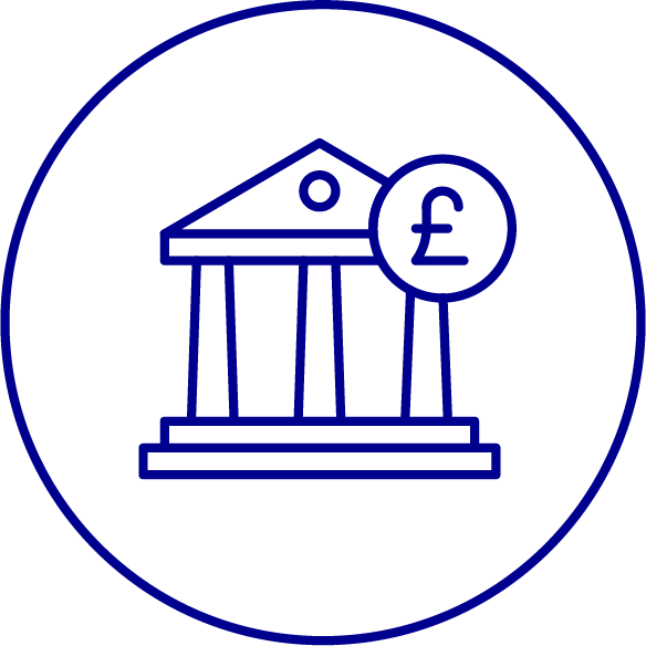 bank icon with pound sign
